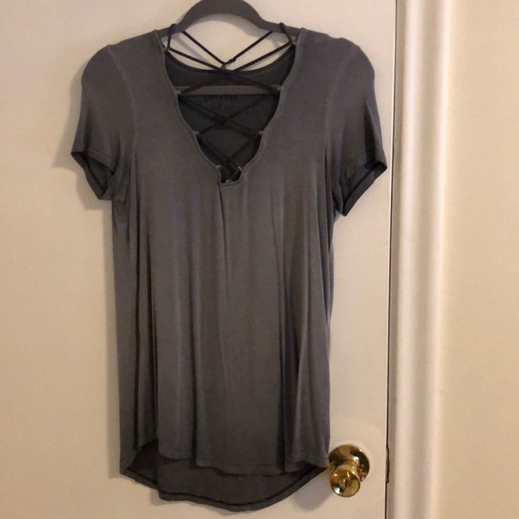 American Eagle Outfitters Tops - Grey Strappy T Shirt